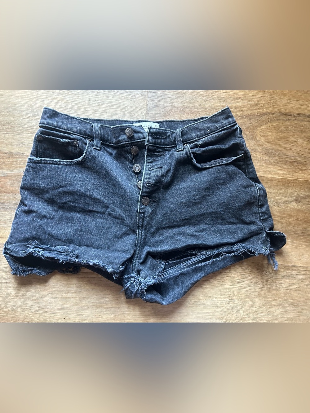 Abercrombie & Fitch Black Distressed Denim Cutoff Shorts